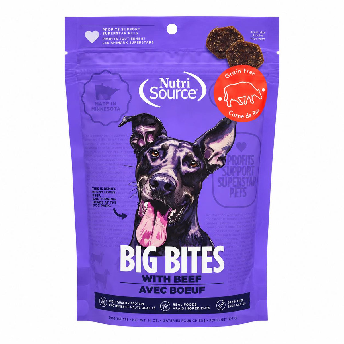 NUTRISOURCE GRAIN FREE BIG BITES BEEF 397G