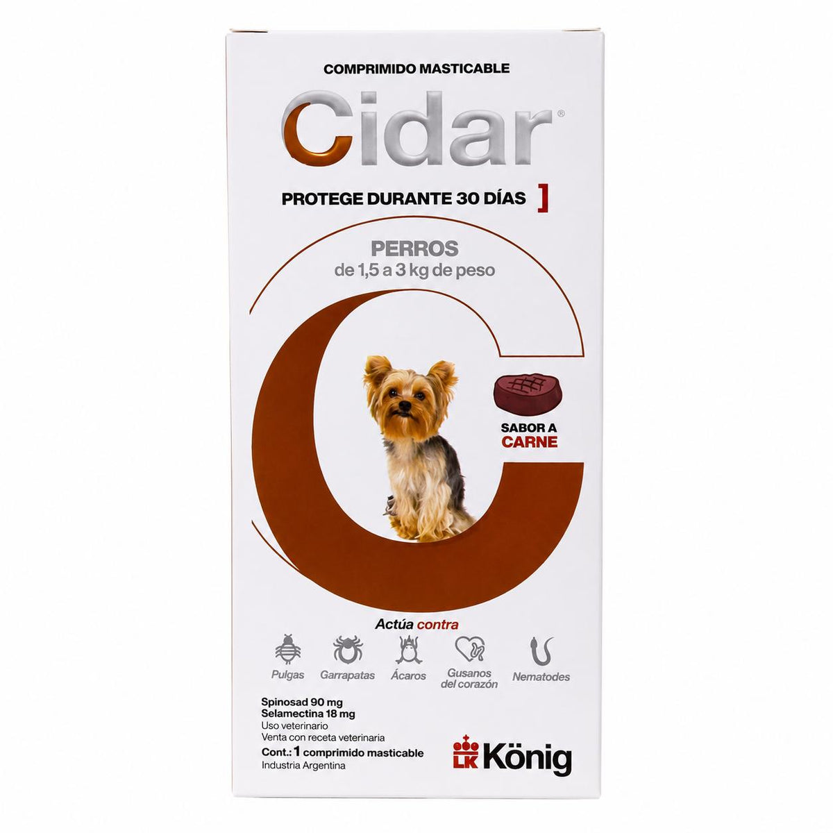 CIDAR ANTIPARASITARIO COMPRIMIDO PERRO 1.5 - 3 KG