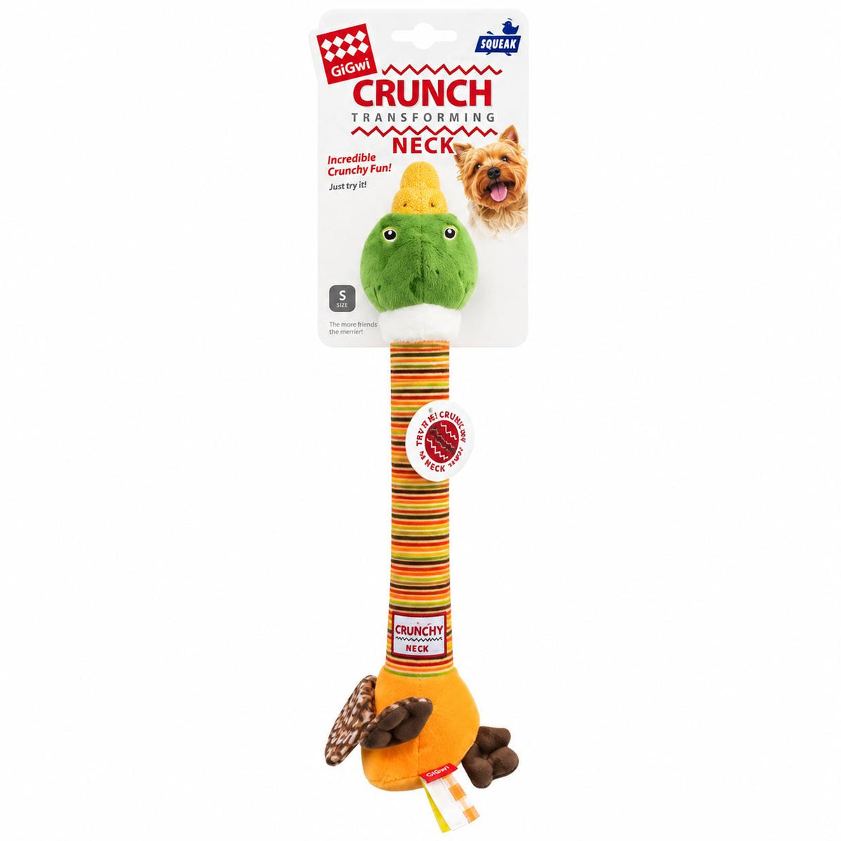 CRUNCHY NECK PLUSH FRIENDZ  DUCK-S WITH BONE & SQUEAKER