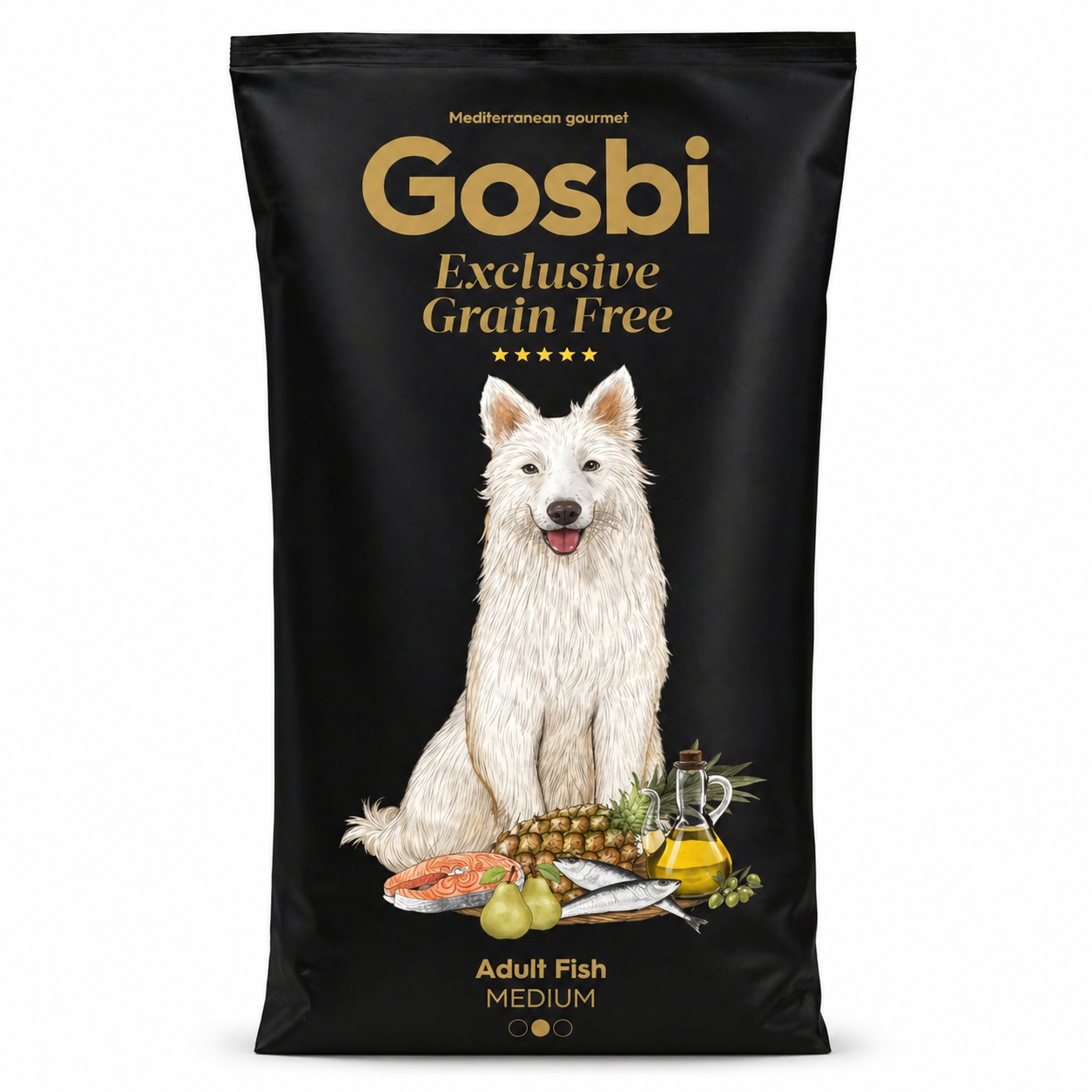 GOSBI EXCLUSIVE GRAIN FREE ADULT FISH MEDIUM 12 KG