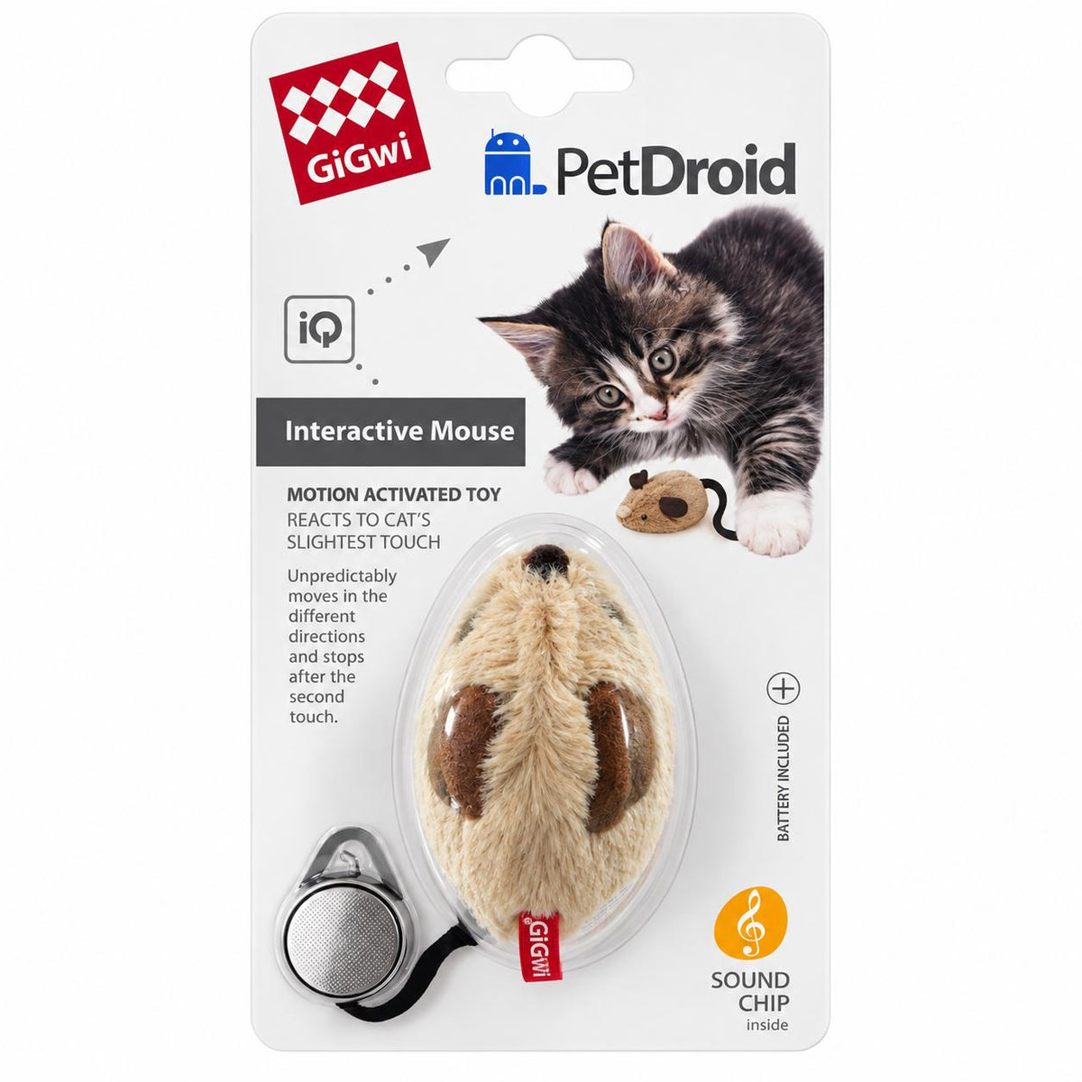 INERACTIVE MOUSE PET DROID KHAKI/BROWN MOTION ACTIVATED