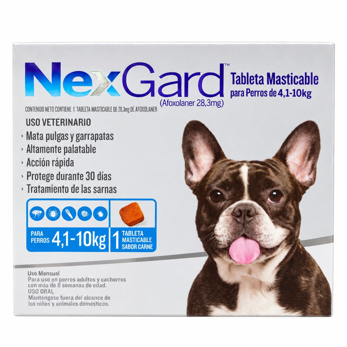 TABLETA MASTICABLE NEXGARD M (4.1-10 KG) AZUL
