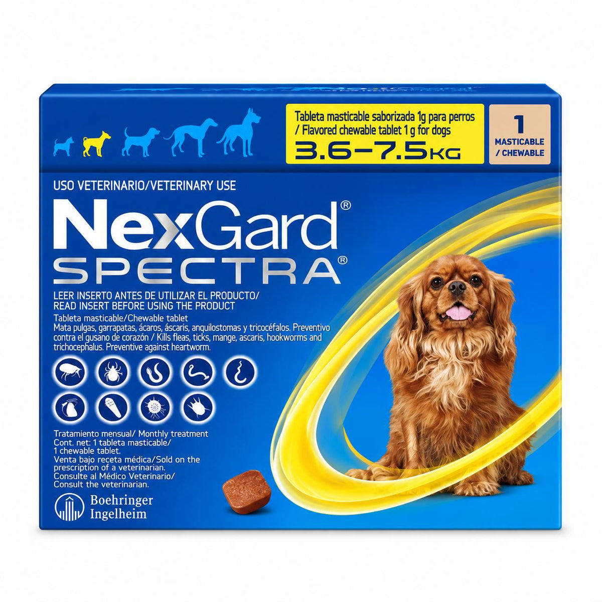 NEXGARD SPECTRA S.(3.6 A 7.5 KG.UNIDAD) AMARILLO