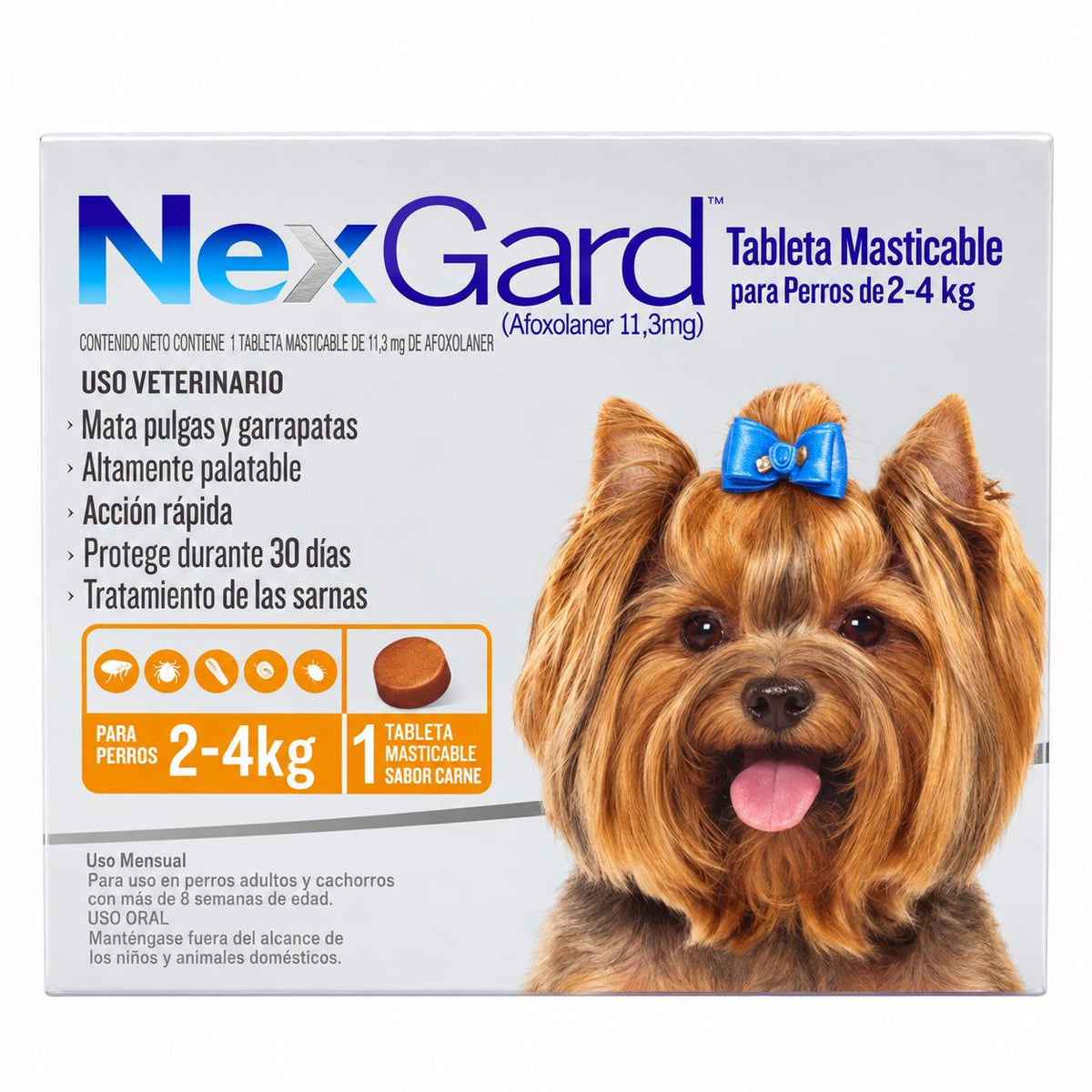 TABLETA MASTICABLE NEXGARD S (2-4 KG) NARANJA