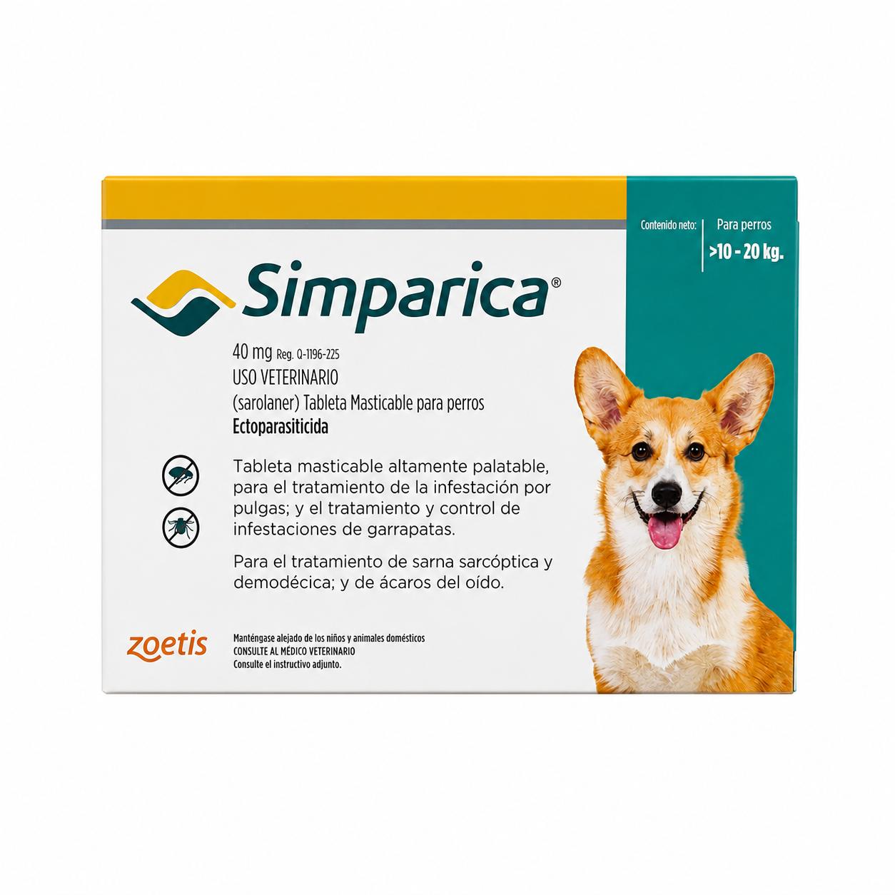 SIMPARICA 40MG 10-20KG TURQU