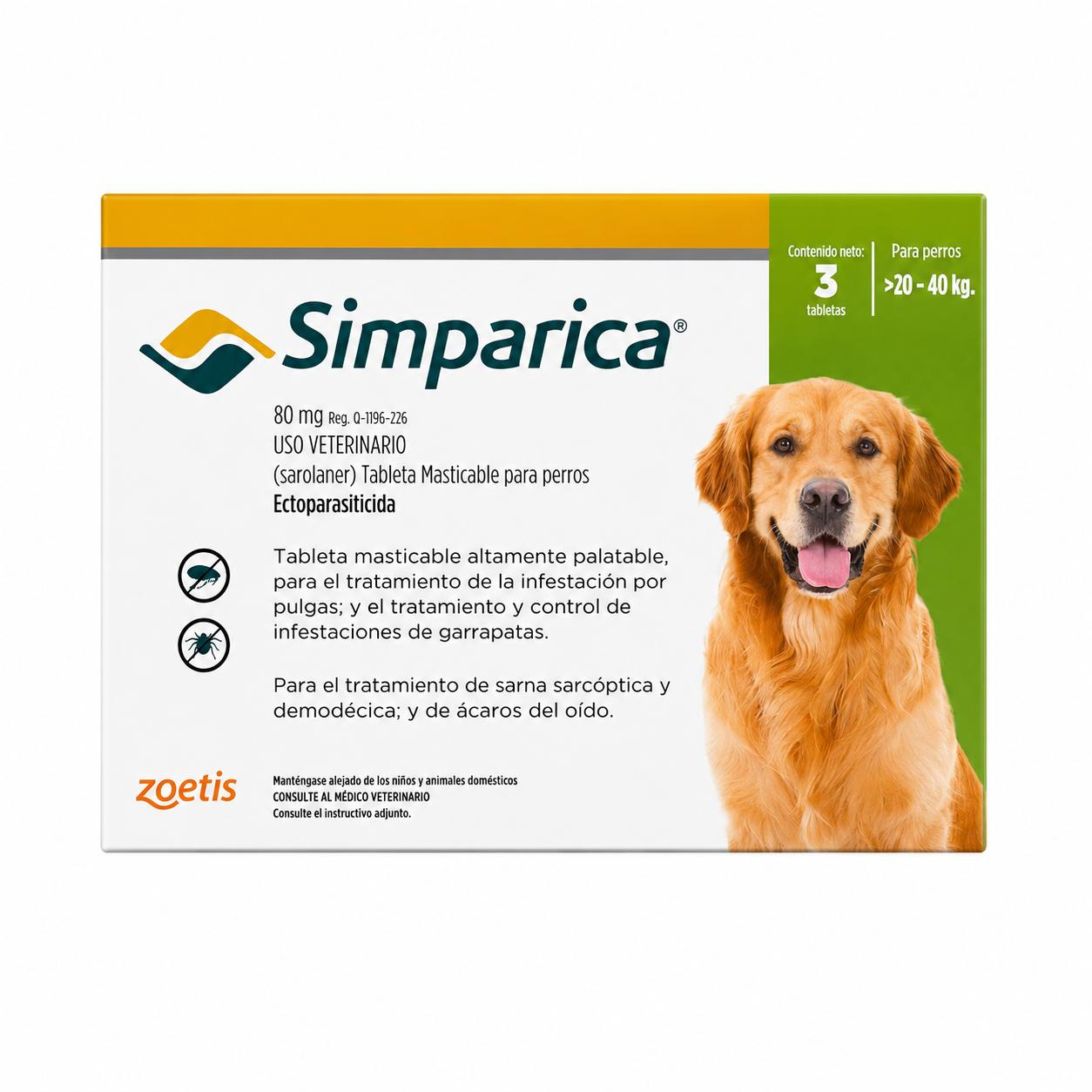 SIMPARICA 80MG 20-40KG VERDE
